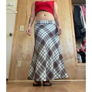 East 5th Red and Black Plaid Maxi Skirt